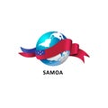World with samoa flag